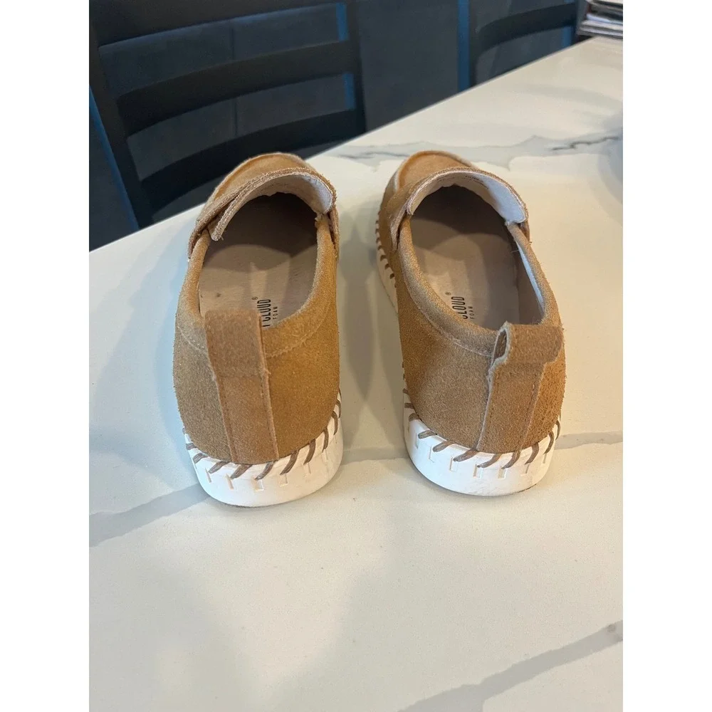 Project Cloud Filide.A Tan Suede Penny Loafers Womens 8.5 Memory Foam‎ Platform